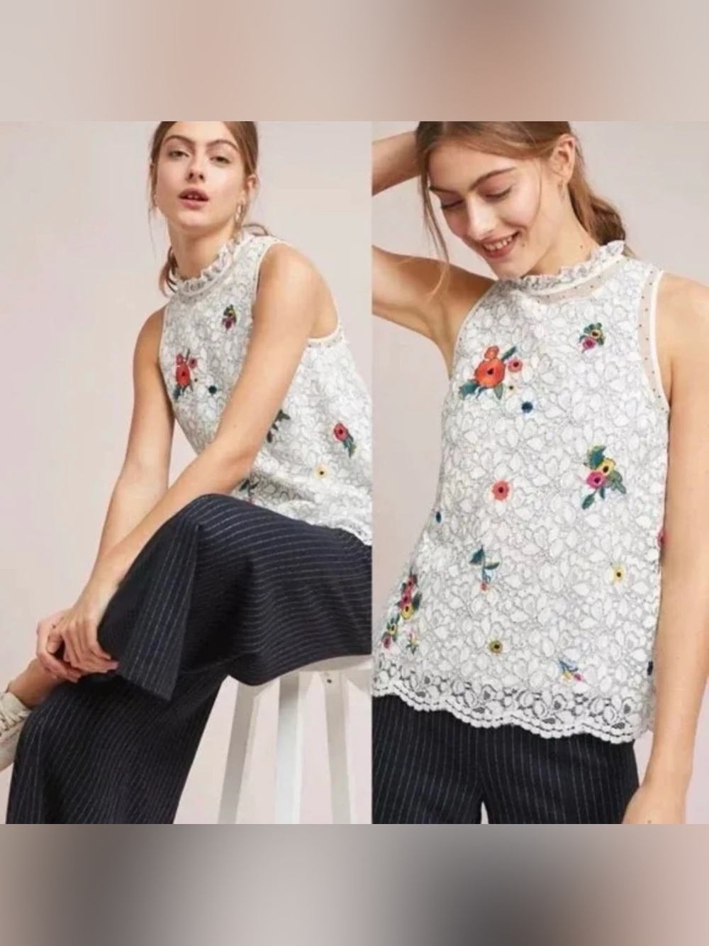 Maeve Anthropologie Lace Embroidered Tank 10